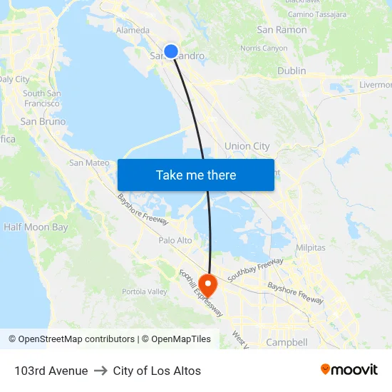 103rd Avenue to City of Los Altos map