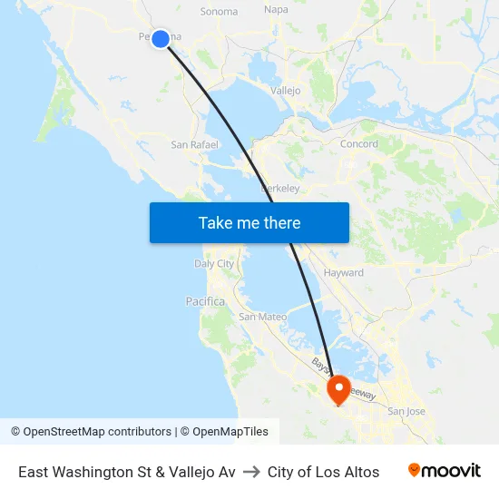 East Washington St & Vallejo Av to City of Los Altos map