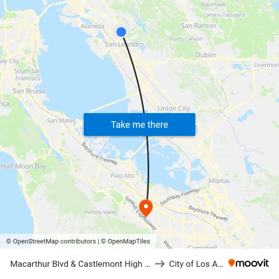 Macarthur Blvd & Castlemont High School to City of Los Altos map