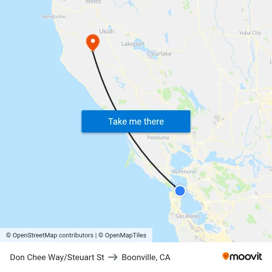 Don Chee Way/Steuart St to Boonville, CA map