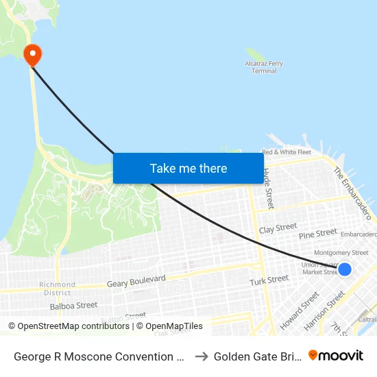 George R Moscone Convention Center to Golden Gate Bridge map