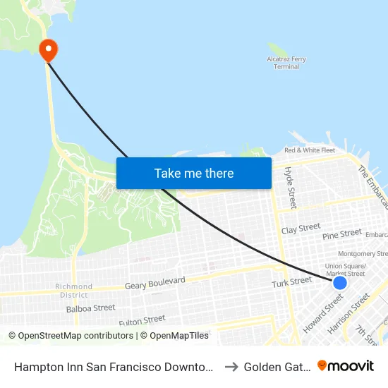 Hampton Inn San Francisco Downtown/Convention Center to Golden Gate Bridge map