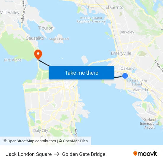 Jack London Square to Golden Gate Bridge map