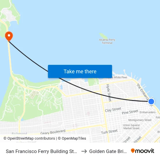 San Francisco Ferry Building Station to Golden Gate Bridge map