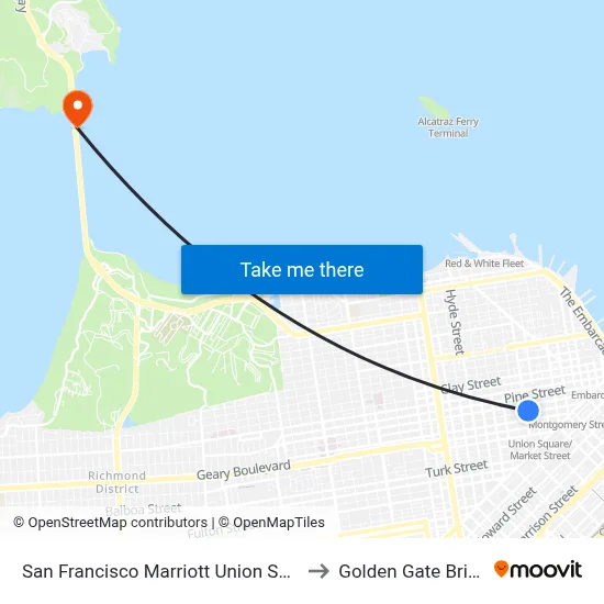 San Francisco Marriott Union Square to Golden Gate Bridge map