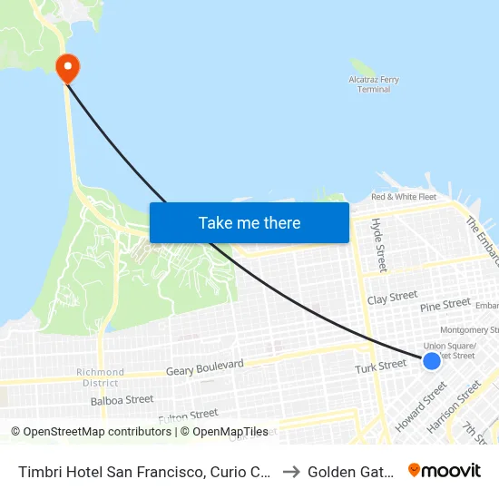 Timbri Hotel San Francisco, Curio Collection by Hilton to Golden Gate Bridge map