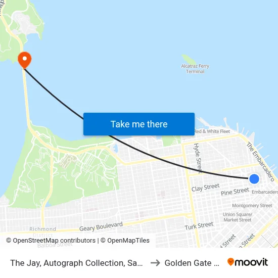 The Jay, Autograph Collection, San Francisco to Golden Gate Bridge map