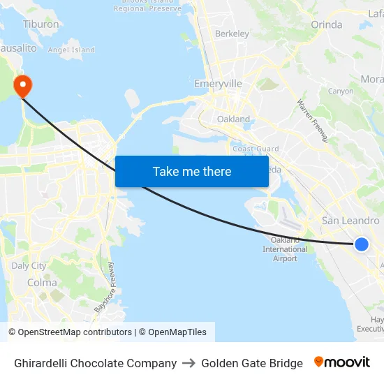 Ghirardelli Chocolate Company to Golden Gate Bridge map