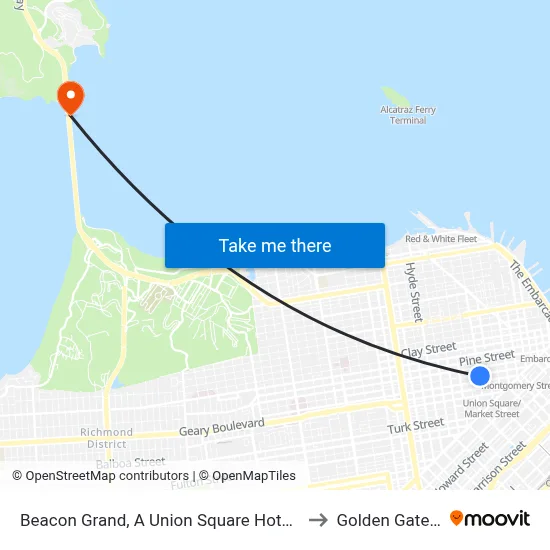 Beacon Grand, A Union Square Hotel, San Francisco to Golden Gate Bridge map