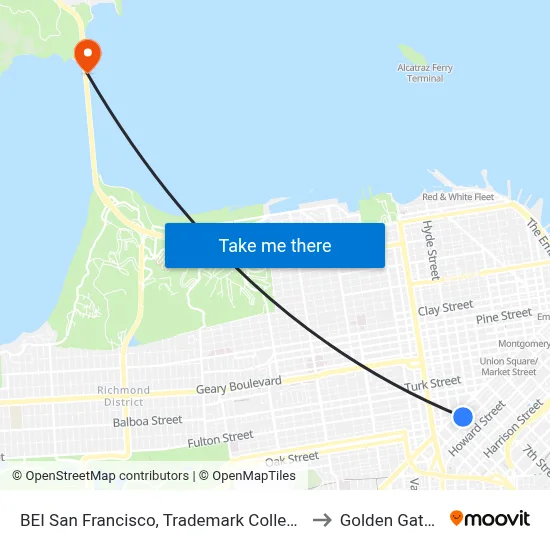 BEI San Francisco, Trademark Collection by Wyndham to Golden Gate Bridge map