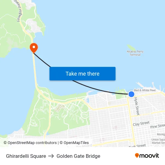 Ghirardelli Square to Golden Gate Bridge map