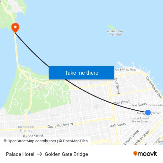 Palace Hotel to Golden Gate Bridge map
