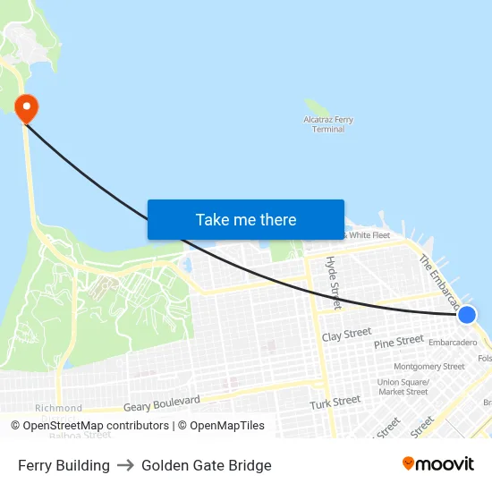 Ferry Building to Golden Gate Bridge map