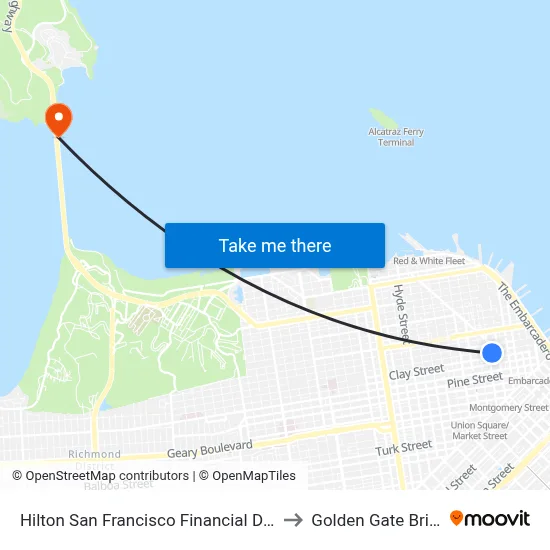 Hilton San Francisco Financial District to Golden Gate Bridge map