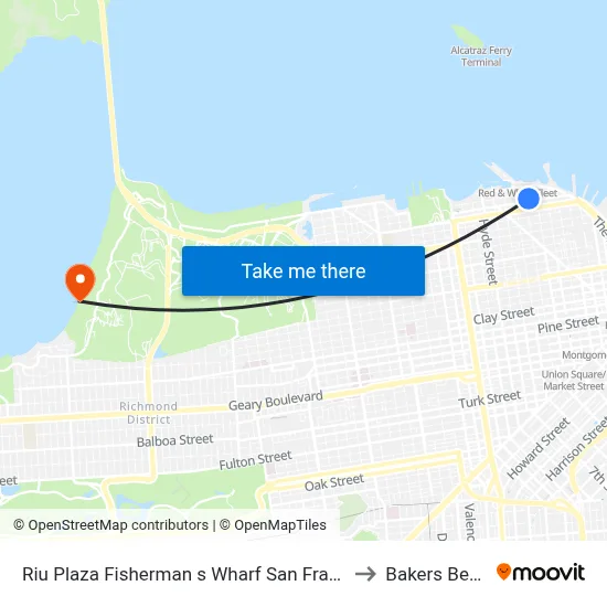 Riu Plaza Fisherman s Wharf San Francisco to Bakers Beach map