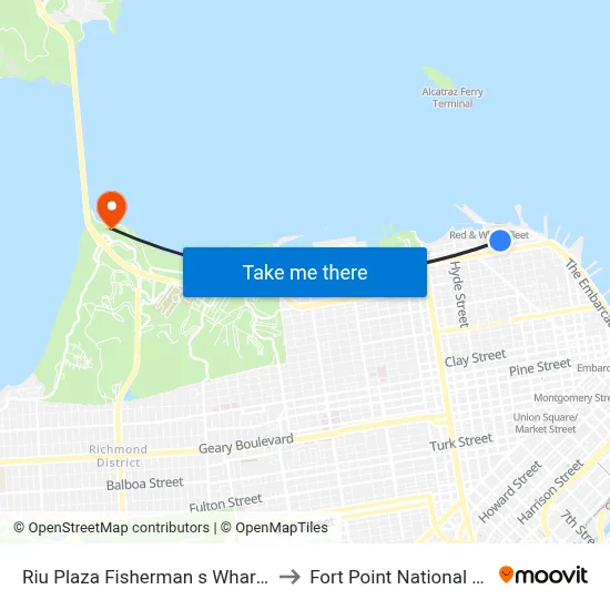 Riu Plaza Fisherman s Wharf San Francisco to Fort Point National Historic Site map