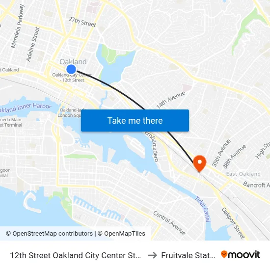12th Street Oakland City Center Station to Fruitvale Station map