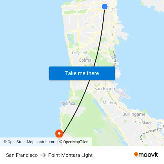 San Francisco to Point Montara Light map