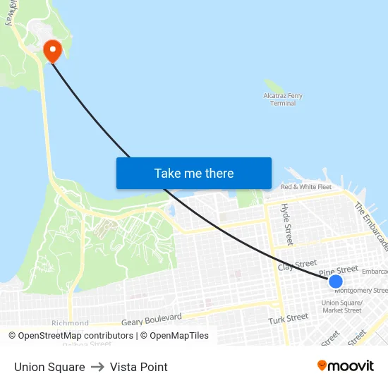 Union Square to Vista Point map