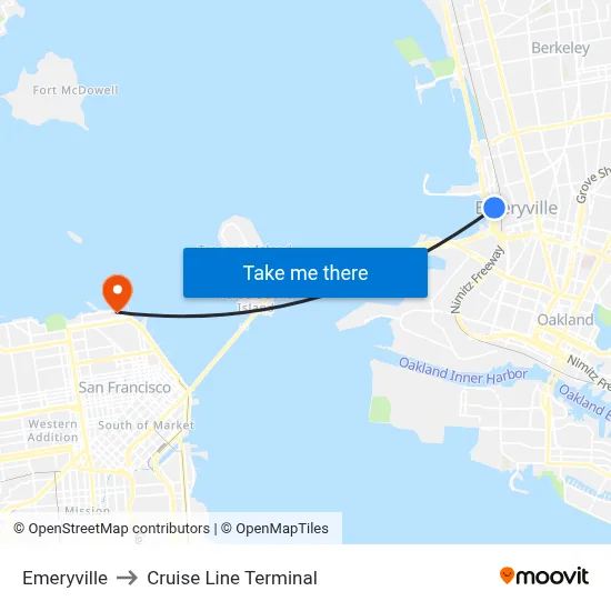 Emeryville to Cruise Line Terminal map