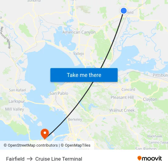 Fairfield to Cruise Line Terminal map