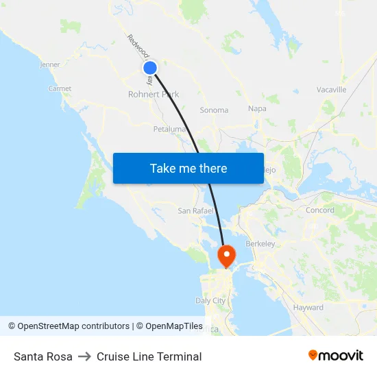 Santa Rosa to Cruise Line Terminal map