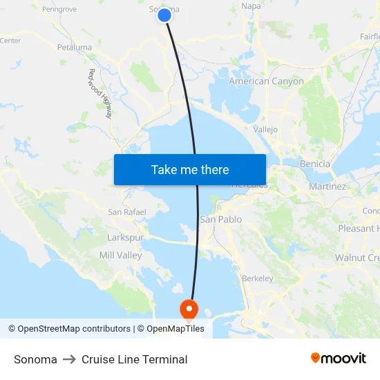 Sonoma to Cruise Line Terminal map