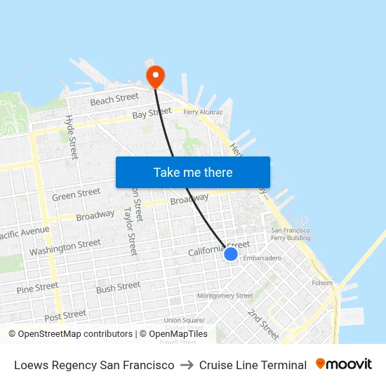 Loews Regency San Francisco to Cruise Line Terminal map