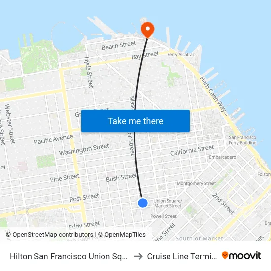 Hilton San Francisco Union Square to Cruise Line Terminal map