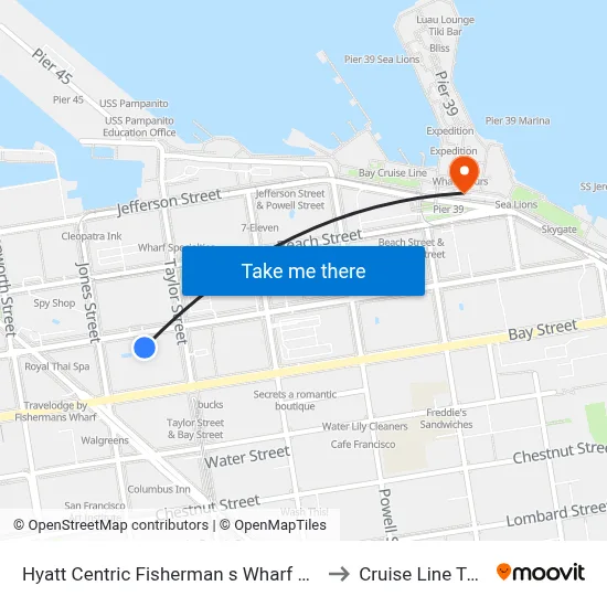 Hyatt Centric Fisherman s Wharf San Francisco to Cruise Line Terminal map