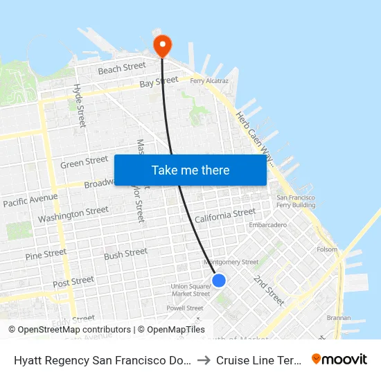 Hyatt Regency San Francisco Downtown to Cruise Line Terminal map