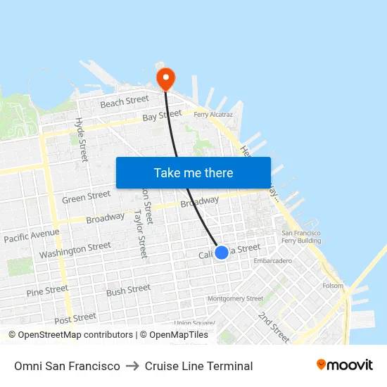 Omni San Francisco to Cruise Line Terminal map