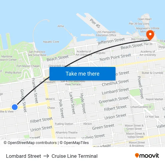 Lombard Street to Cruise Line Terminal map
