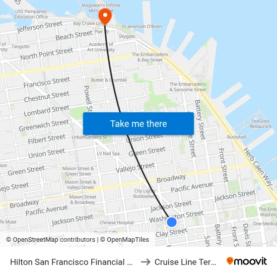 Hilton San Francisco Financial District to Cruise Line Terminal map
