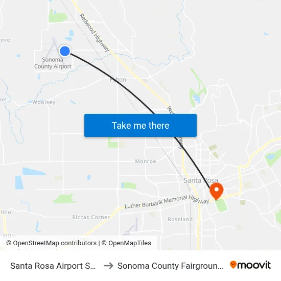 Santa Rosa Airport STS to Sonoma County Fairgrounds map