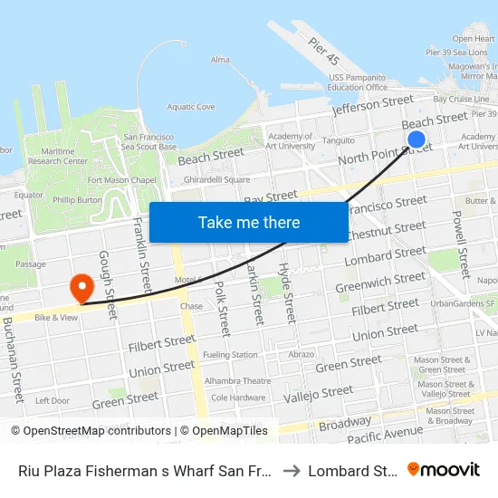 Riu Plaza Fisherman s Wharf San Francisco to Lombard Street map