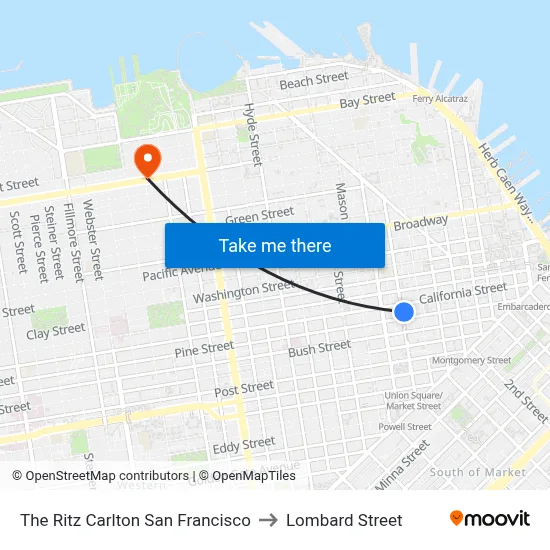 The Ritz Carlton San Francisco to Lombard Street map