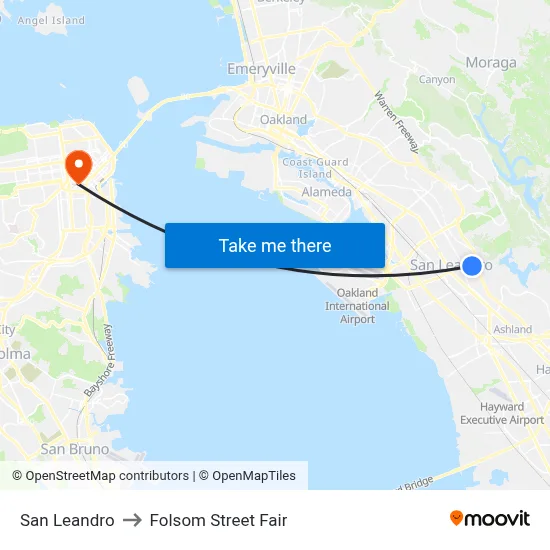 San Leandro to Folsom Street Fair map