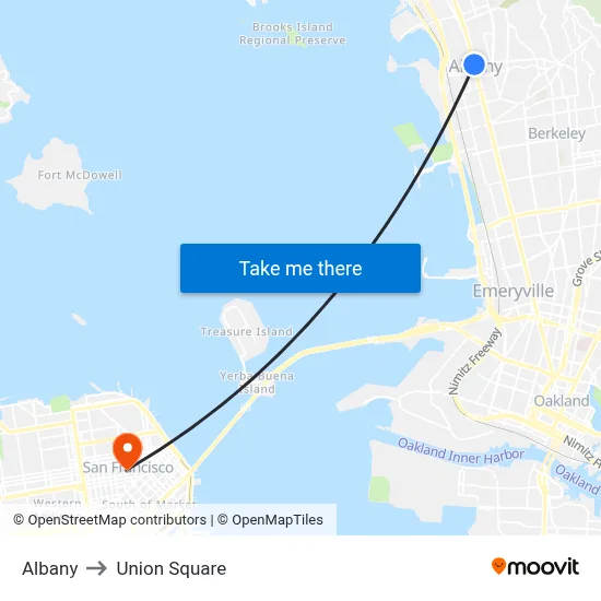 Albany to Union Square map