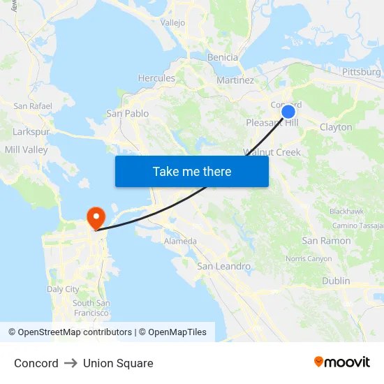 Concord to Union Square map