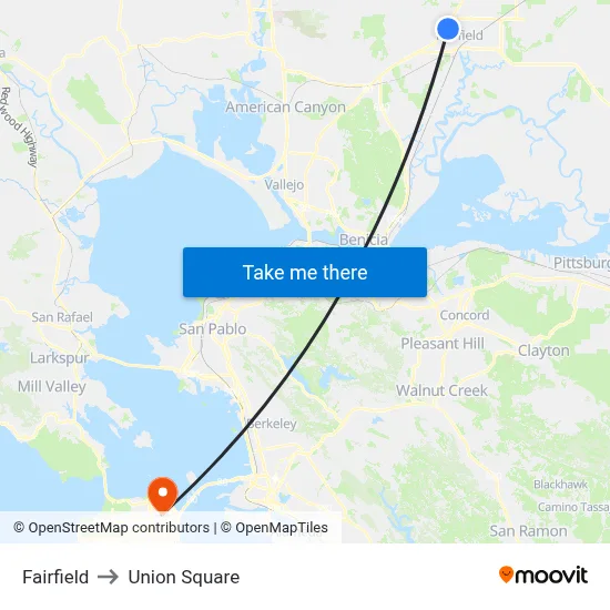 Fairfield to Union Square map
