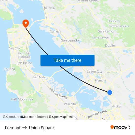 Fremont to Union Square map