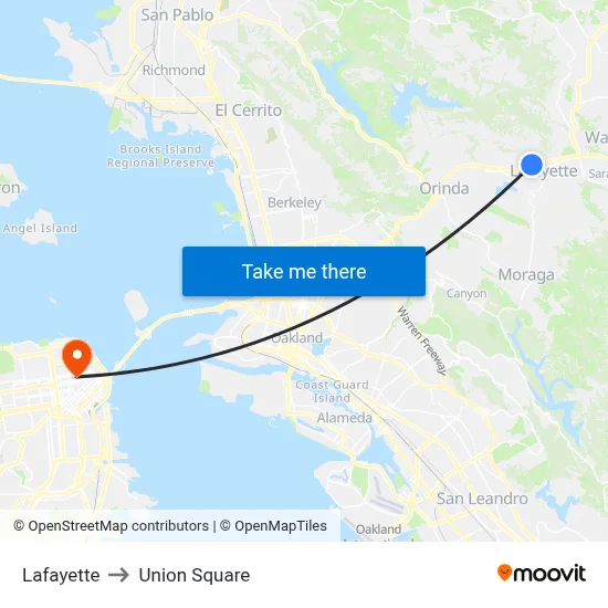 Lafayette to Union Square map