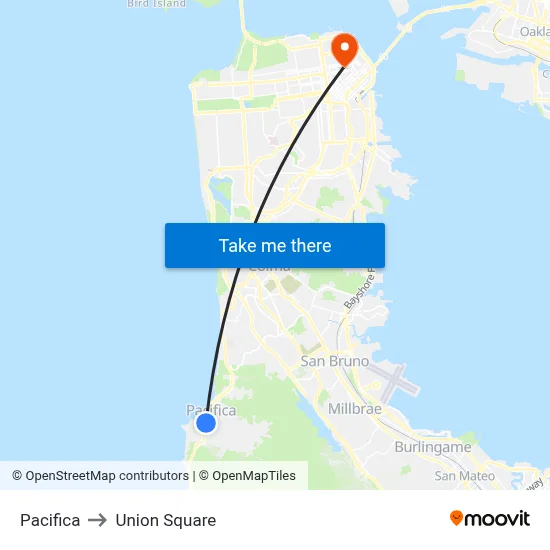 Pacifica to Union Square map