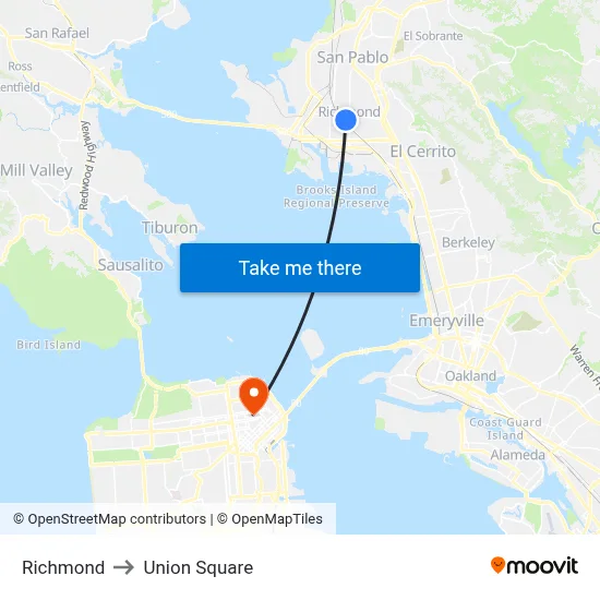 Richmond to Union Square map