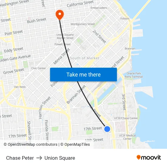 Chase Peter to Union Square map