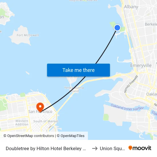 Doubletree by Hilton Hotel Berkeley Marina to Union Square map