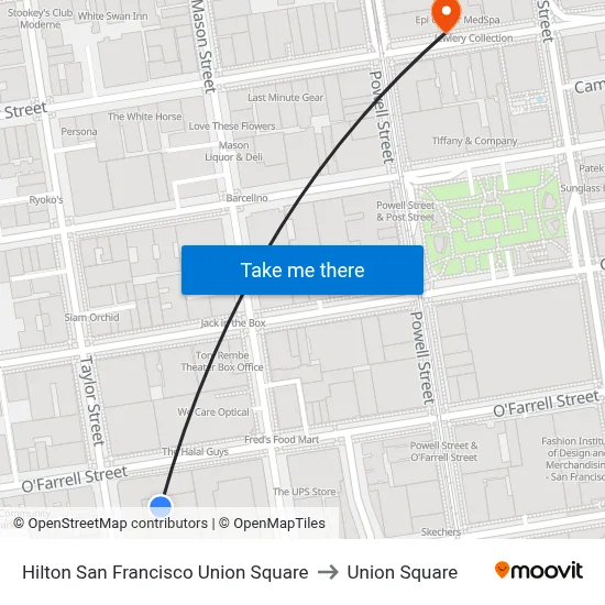 Hilton San Francisco Union Square to Union Square map