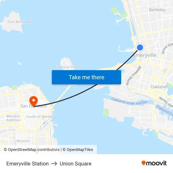 Emeryville Station to Union Square map