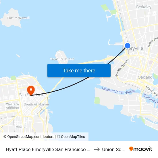 Hyatt Place Emeryville San Francisco Bay Area to Union Square map
